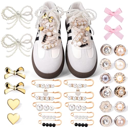 Mity rain 30PCS Shoe Charms for Sneakers - Shoe Lace Charms Contain Bows/Clips/Pins/Jewelry, Shoe Decoration Charms and Shoe Jewelry for Sneakers