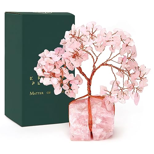 Rose Quartz Crystal Trees for Home Decor, Office Desk Decoration, Chakra Healing Crystals and Stone for Positive Energy, Money, Good Luck, Tree of Life Spiritual Birthday Gifts for Women and Mom