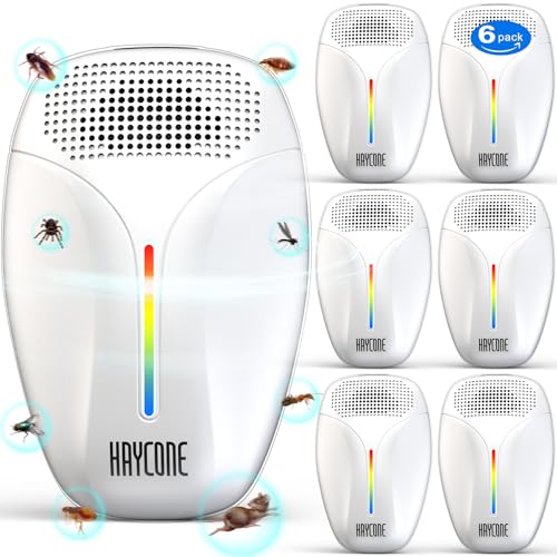 2024 Upgraded Version Ultrasonic Pest & Insect Repeller, Ultrasonic Repellent for Roach, Rodent, Mouse, Bugs, Mosquito, Mice, Spider, Ant,Electronic Plug in Pest Control,3 Mode Switching,6 Packs