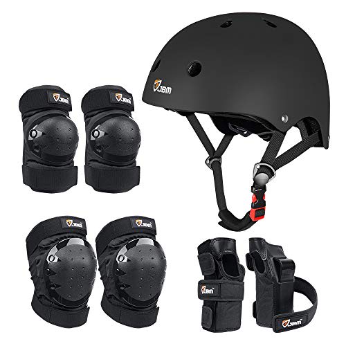 JBM Adult & Kid Skating Protective Gear Set for Beginner to Advanced, Skateboard Helmet Knee and Elbow Pads with Wrist Guards for Inline Roller Skating, Scooter, Skateboarding