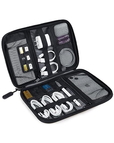 Funda organizadora BAGSMART universal y portátil para cables y cargadores, Negro