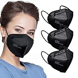 KN95 Máscaras faciales, Negro, máscaras de seguridad con 5 capas para polvo con filtro de eficiencia ≥95% transpirable, bucles elásticos para el oído, máscaras negras 50 piezas