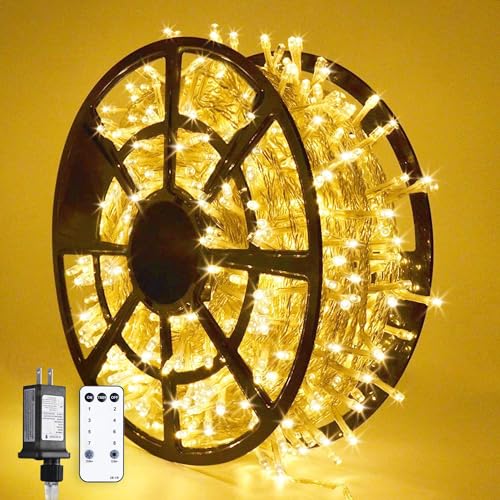 JMEXSUSS 1000 luces LED de Navidad para interiores y exteriores con 8 modos, luces blancas cálidas para árbol de Navidad