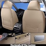 Coverado - Fundas para asientos delanteros de automóvil, 2 piezas - Cojín de piel Nappa, protectores impermeables de ajuste universal para sedanes, SUV, camionetas, camiones - Beige