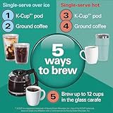 Hamilton Beach FlexBrew Advanced 5-in-1 Programmable 12 Cup Drip and Single Serve Hot & Iced Coffee Maker with Movable 60 oz. Water Reservoir, Use Pod Packs and Grounds, Fast Brewing, Black (49924)