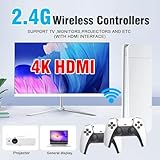 Retro Game Stick 4k Hdmi Output 2.4ghz Wireless Tv Retro Gaming Console Plug And Play Video Games With 20,000+ Games And 9 Built-In Emulators (White)