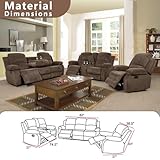 Juego de sofá reclinable manual, juego de sofá reclinable de microfibra, moderno juego de muebles de sala de estar, sillón reclinable para sala de estar, oficina en casa (marrón, juego de 3 piezas)