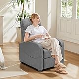 Sweetcrispy Silla reclinable para adultos, tela de masaje, asiento reclinable pequeño de cine en casa con soporte lumbar, silla reclinable moderna ajustable con respaldo acolchado para sala de estar