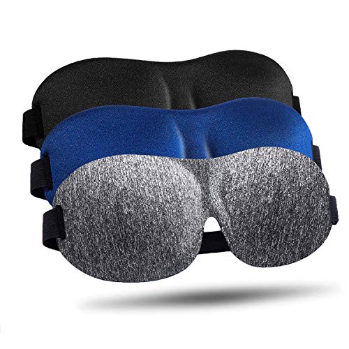 LKY DIGITAL Sleep Mask for Side Sleeper 3 Pack, Blackout 3D Eye Mask for Sleeping, Night Blindfold for Men Women