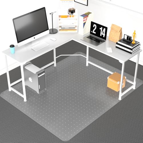 Office Chair Mat for Carpeted Floor, 63"x51" Clear Desk Chair Mat for Carpet Large Protector Floor Mat On Low Pile Carpets, Easy Glide Rolling Plastic Floor Mat, Computer Chair Mat for Home Office