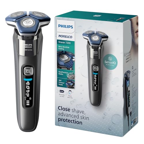 Philips Norelco Shaver 7200 - Afeitadora eléctrica recargable en seco y húmedo con tecnología SenseIQ y recortadora emergente, S7887/82