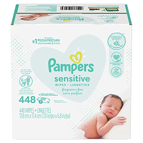 Pampers Baby Wipes Sensitive Perfume Free 7X Refill Packs (Tub Not Included) 448 Count