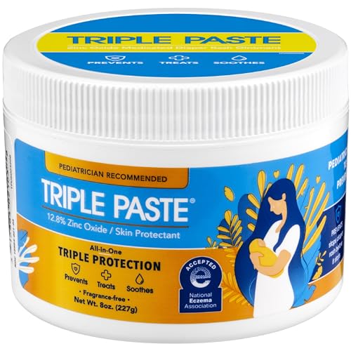 Triple Paste Diaper Rash Cream for Baby - 8 Oz Tub - Zinc Oxide Ointment Treats, Soothes and Prevents Diaper Rash - Pediatrician-Recommended Hypoallergenic Formula with Soothing Botanicals