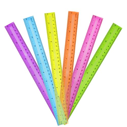 DAGONGREN 30 Pack Clear Plastic Rulers 12 Inch,Transparent Assorted Color Metric Bulk Rulers with Inches and Centimeters,Kids Ruler for School,Home,Office