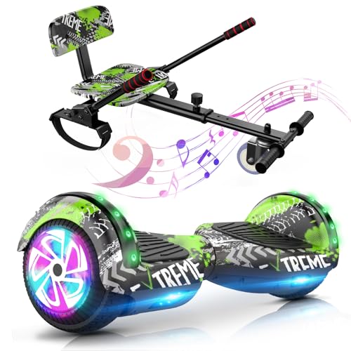 LIEAGLE Scooter With Seat Attachment, 6.5" Scooters Go Kart Combo With Colorful LED Lights & Bluetooth, For Kids Boys Girls Adults All Ages