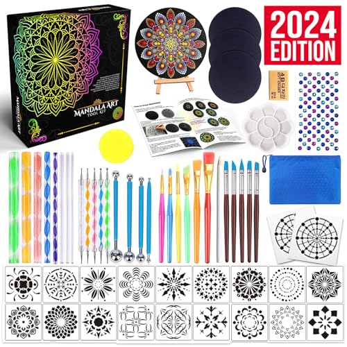 Insnug Mandala Dotting Tools Painting Kit - Rock Dot Paint Stencils Tool Set Art Craft Supplies Kits Tray Brush Zipper Pen for Nail Stone Mandala Arts Drawing Home Decor Activity | Mothers Day Gift