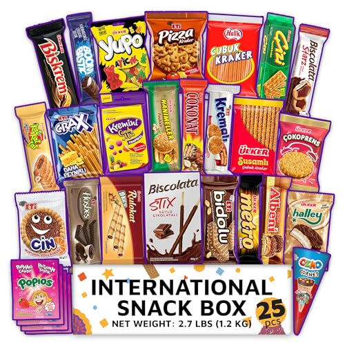 Eastanbul International Snack Box, Premium 25 Full-Size Foreign Snack Box, Exotic Turkish Snacks From Around The World International Snacks, Sweet, Savory, Chewy, Crunchy Snack Box Father's Day Gift