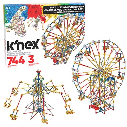 K'Nex Set para construir de parque de atracción 3 en 1 con motor, 744 piezas