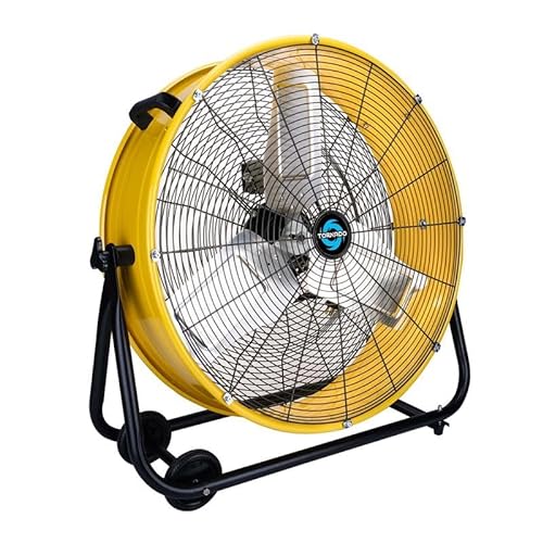 Tornado - 24 Inch High Velocity Heavy Duty Tilt Metal Drum Fan Yellow Commercial, Industrial Use 3 Speed 8540 CFM 1/3 HP 8 FT Cord UL Safety Listed